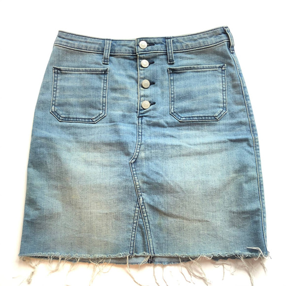 Abercrombie & Fitch Dresses & Skirts - A&F Cutoff Jean Skirt Button Fly Raw Hem Denim 4